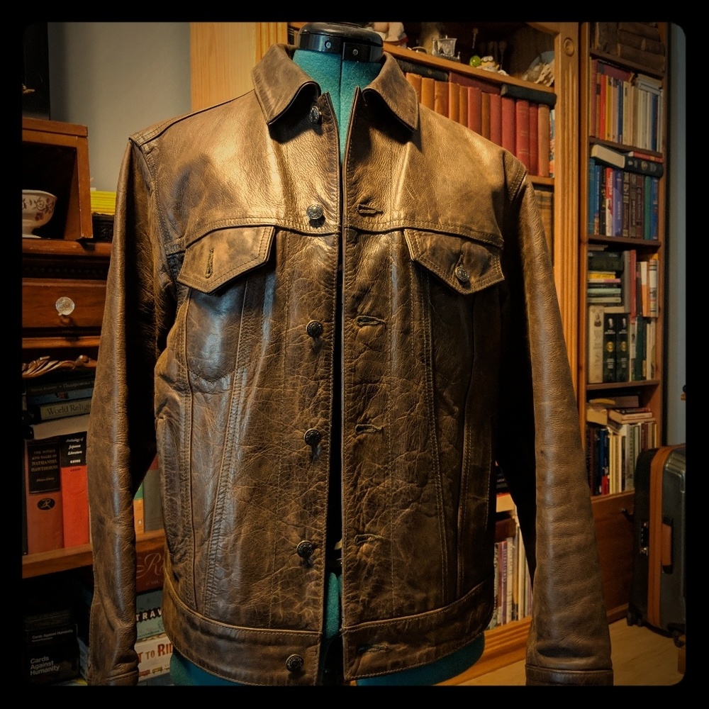 Brown genuine leather jacket